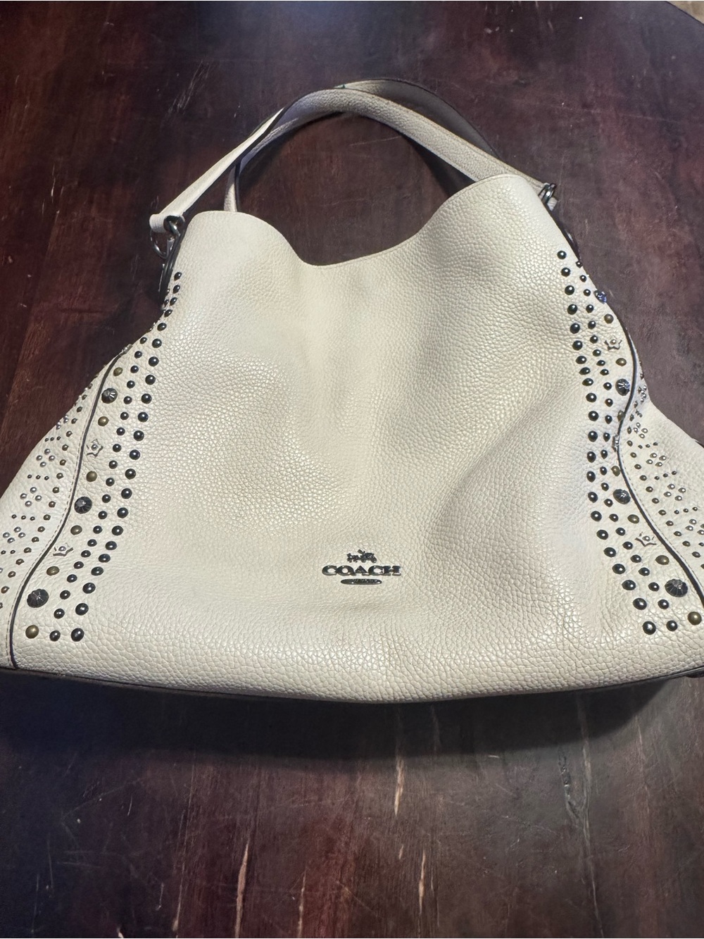 Coach Chalk Pebbled Leather Studded